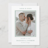 Save The Date Moderne Mariage Photo 2 Bordure Double Vert (Devant)