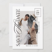 Save The Date Moderne Mariage Photo De Script éditorial (Devant)