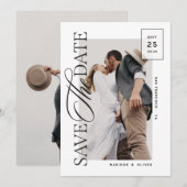 Save The Date Moderne Mariage Photo De Script éditorial (Devant / Derrière)