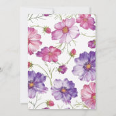 Save The Date Moderne Mariage Photo Script Fleur Rose Violet (Dos)
