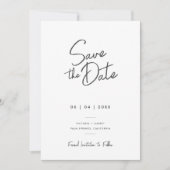 Save The Date Moderne Mariage Photo Script Minimal Noir Blanc (Devant)