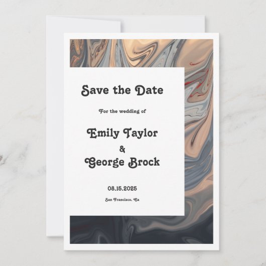 Save The Date Moderne minimal Bohémien Artiste Abstrait Mariage (Devant)