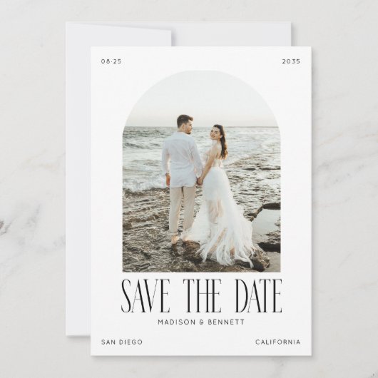 Save The Date Moderne Minimal Boho Arche Photo Double Face (Devant)