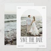 Save The Date Moderne Minimal Boho Arche Photo Double Face (Devant / Derrière)