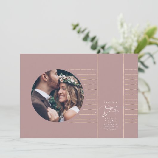 Save The Date Moderne Minimal Delicate Enregistrer La Photo Date (Debout devant)
