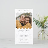 Save The Date Moderne minimal Retro Wavy Photo Calendrier élégan (Debout devant)