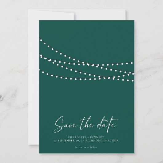 Save The Date Moderne minimal String Lights Photo Enregistrer la (Devant)