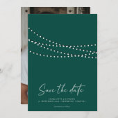 Save The Date Moderne minimal String Lights Photo Enregistrer la (Devant / Derrière)