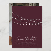 Save The Date Moderne minimal String Lights Photo Enregistrer la (Devant / Derrière)