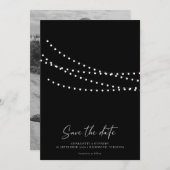 Save The Date Moderne minimal String Lights Photo Enregistrer la (Devant / Derrière)