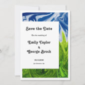 Save The Date Moderne minimal Vert Bleu Nature Mariage Abstrait (Devant)