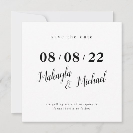 SAVE THE DATE moderne minimale datum eenvoudig sti Kaart (Voorkant)