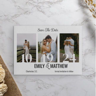Save The Date Moderne Minimaliste 3 Photo Élégant Enregistrer La