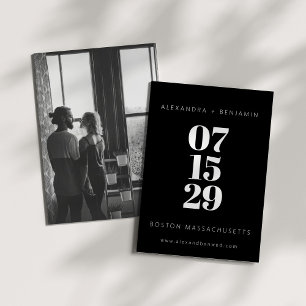Save The Date Moderne minimaliste Gras Noir Plein Photo