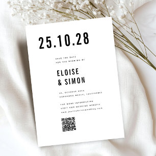Save The Date Moderne minimaliste Gros Gras Monogramme Chic QR C