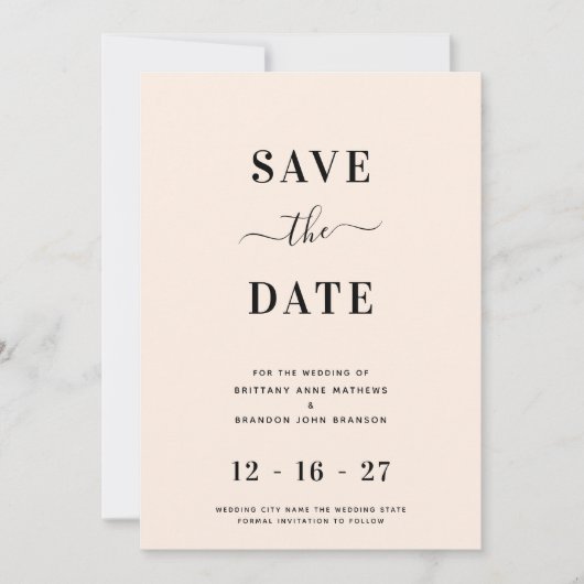 Save The Date Moderne minimaliste Mariage (Devant)