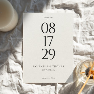 Save The Date Moderne minimaliste Mariage noir & écru