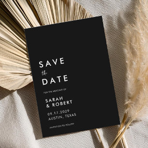 Save The Date Moderne minimaliste Mariage noir et blanc