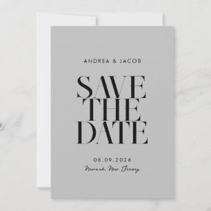 Save The Date Moderne minimaliste noir et gris Mariage chic