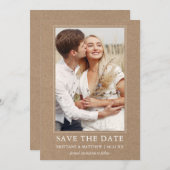 Save The Date Moderne minimaliste simple photo Kraft (Devant / Derrière)