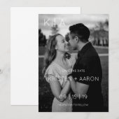 Save The Date Moderne Monogramme Date de Sauvegarde (Devant / Derrière)