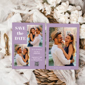 Save The Date Moderne Multi Photo Lavande | Code QR