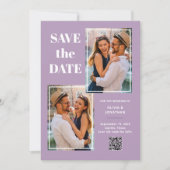 Save The Date Moderne Multi Photo Lavande | Code QR (Devant)