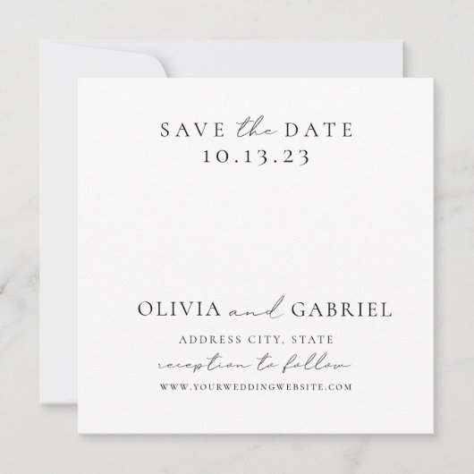 Save The Date Moderne noir blanc Typographie simple Mariage (Devant)