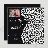 Save The Date Moderne noir et blanc floral enregistrer la date (Devant / Derrière)