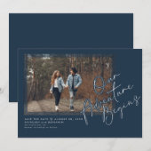 Save The Date Moderne Notre aventure commence Enregistrer la pho (Devant / Derrière)