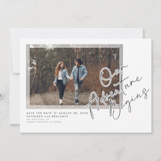 Save The Date Moderne Notre aventure commence Enregistrer la pho (Devant)