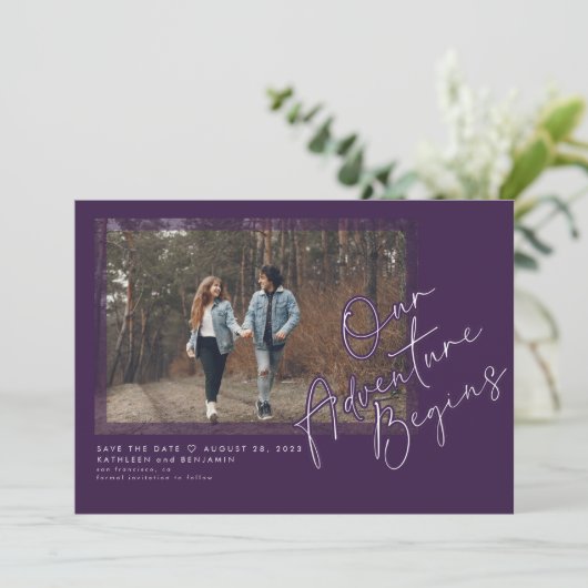 Save The Date Moderne Notre aventure commence Enregistrer la pho (Debout devant)