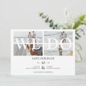 Save The Date Moderne Nous faisons Calligraphie 4 Photos Collage (Debout devant)