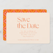Save The Date Moderne Orange Retro Géométrique Simple Mariage (Devant / Derrière)