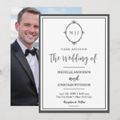 Save The Date Moderne Photo de mariage à monogramme avec écritur (Devant / Derrière)