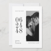 Save The Date Moderne Photo Éditorial De Date Verticale Mariage (Devant)