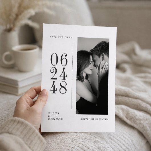 Save The Date Moderne Photo Éditorial De Date Verticale Mariage