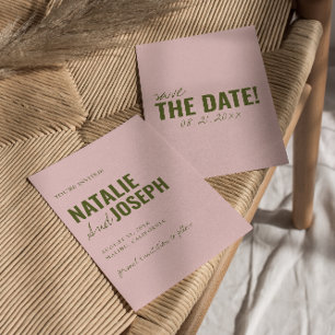 Save The Date Moderne Pink Green Whimsical Mariage de plaisir un