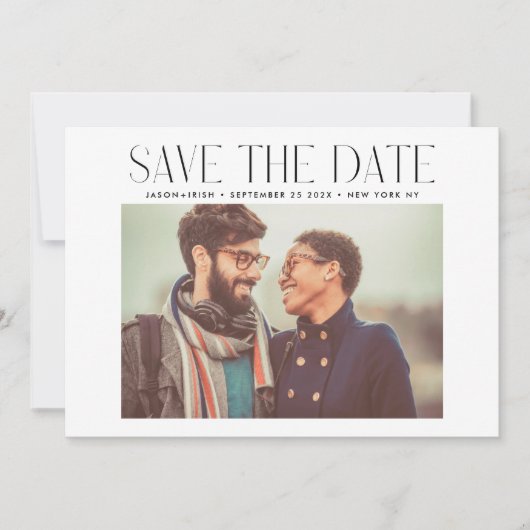 Save The Date MODERNE | QR Code Moderne Simple Photo Bordure (Devant)