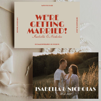 Save The Date Moderne Rétro Coloré | Photo Mariage