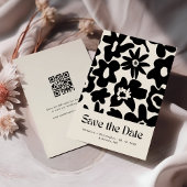 Save The Date Moderne Retro Floral Mariage QR code Enregistrer l