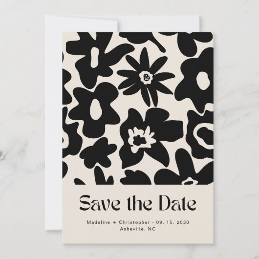 Save The Date Moderne Retro Floral Mariage QR code Enregistrer l (Devant)