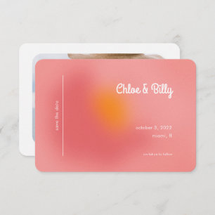 Save The Date Moderne Retro Gradient Rose Orange Photo