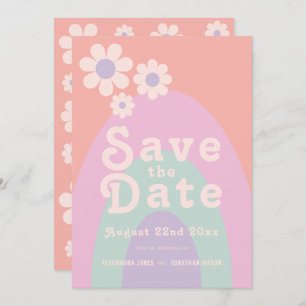 Save The Date Moderne Rétro les années 70 Mariage Pastel