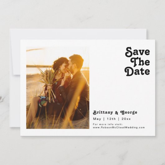 Save The Date Moderne Retro Lettrage photo horizontale (Devant)