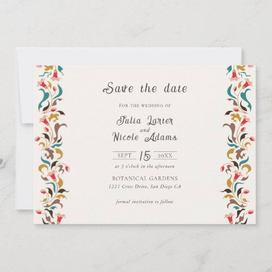 Save The Date Moderne Romantique Élégant Mariage de couronne flo (Devant)