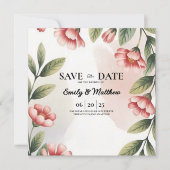 Save The Date Moderne Rose Floral Designer Enregistrer La Date (Devant)
