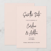 Save The Date Moderne, rose poussiéreux, caractères gras enregis (Devant / Derrière)