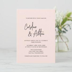 Save The Date Moderne rose poussiéreux caractères gras invit