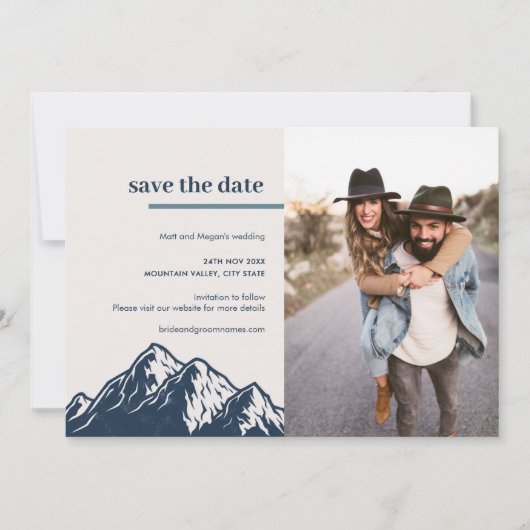 Save The Date Moderne Rustic Mountain Nature Photo de plein air (Devant)